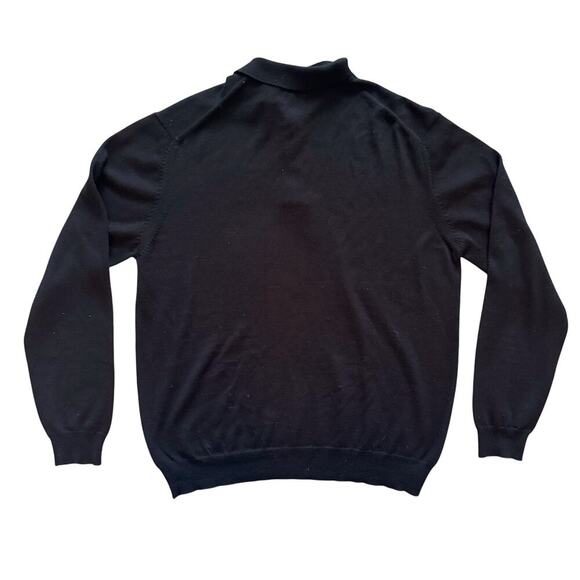 Bachrach 100% Merino Wool Mens Sweater Sz M Med Black 1/4 button Thin Preppy - Picture 9 of 10